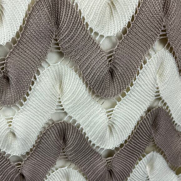 JUDITH MARCH ANTHROPOLOGIE Mini Dress Chevron Boho Crochet Lace Ivory Tan sz L - Picture 8 of 13